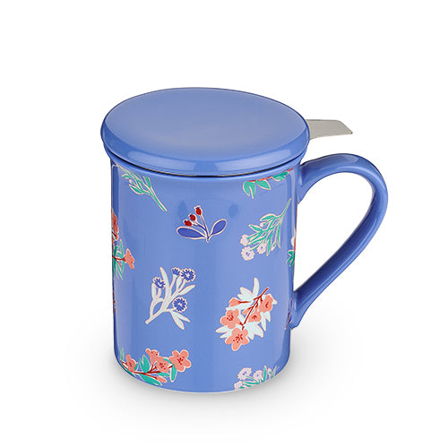 Annette™ Tea Flower Blue Ceramic Tea Mug & Infuser