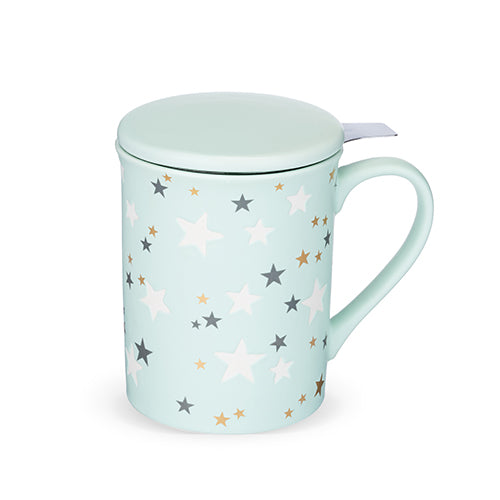 Annette™ Stars Mint Ceramic Tea Mug & Infuser by