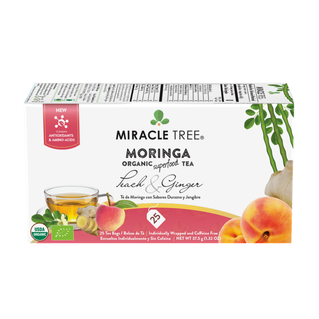 Miracle Tree Organic Moringa Tea Peach & Ginger