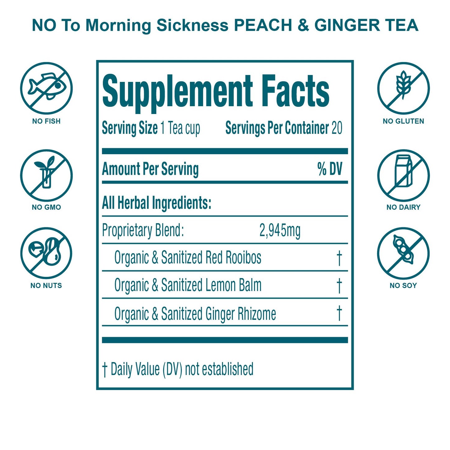 Morning Sickness Tea - Peach and Ginger: 40 Cups