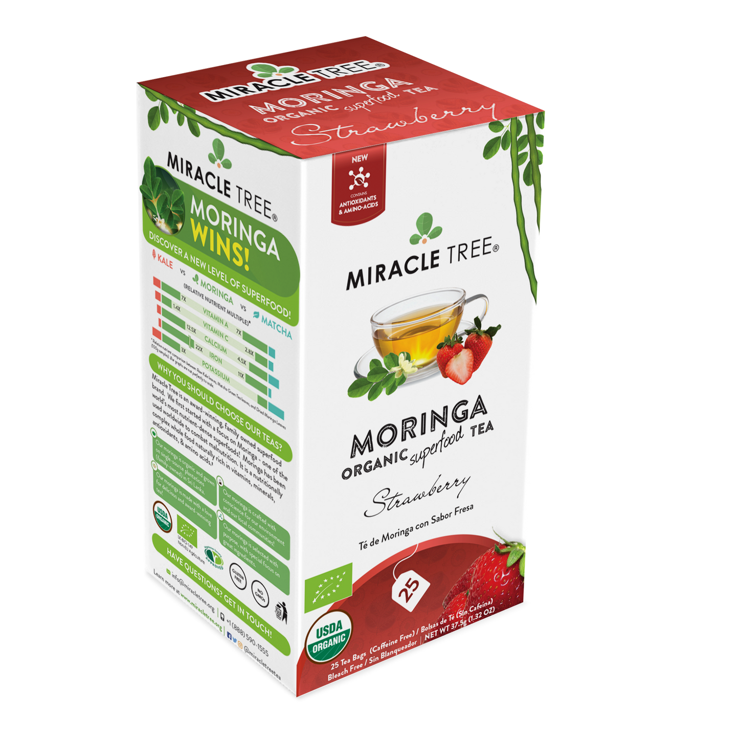 Miracle Tree Organic Moringa Tea Strawberry